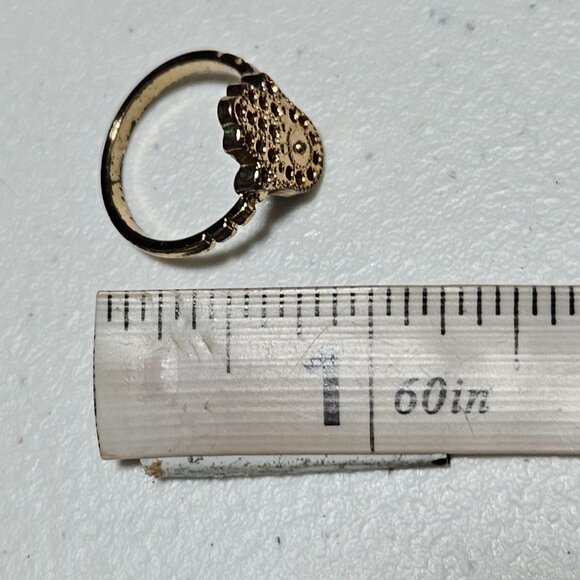 Gold Tone Hamsa Hand Ring Intricate Detailing Fatima Protection Jewelry Women - Picture 5 of 5